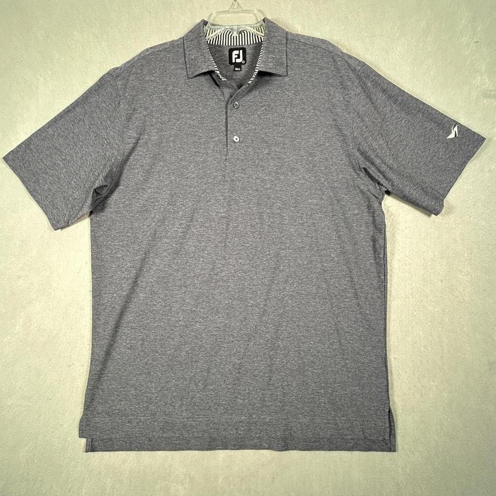 FootJoy Polo Shirt Mens XL Blue Heathered Short Sleeve Golf Athletic‎ Logo